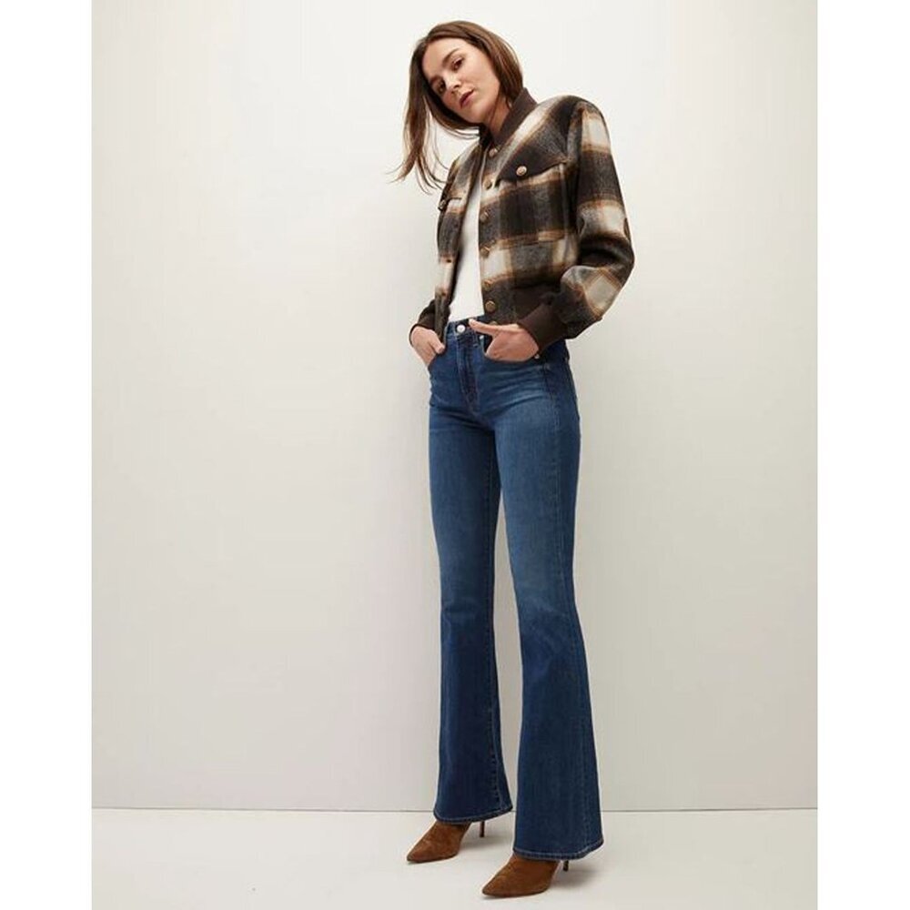 Veronica Beard Checkered Bomber Jacket - Black An… - image 8